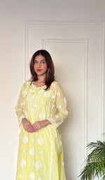Ira Women's Lucknowi Handcrafted Mul Chanderi Stitched Chikankari Kurta And Plazzo Set .