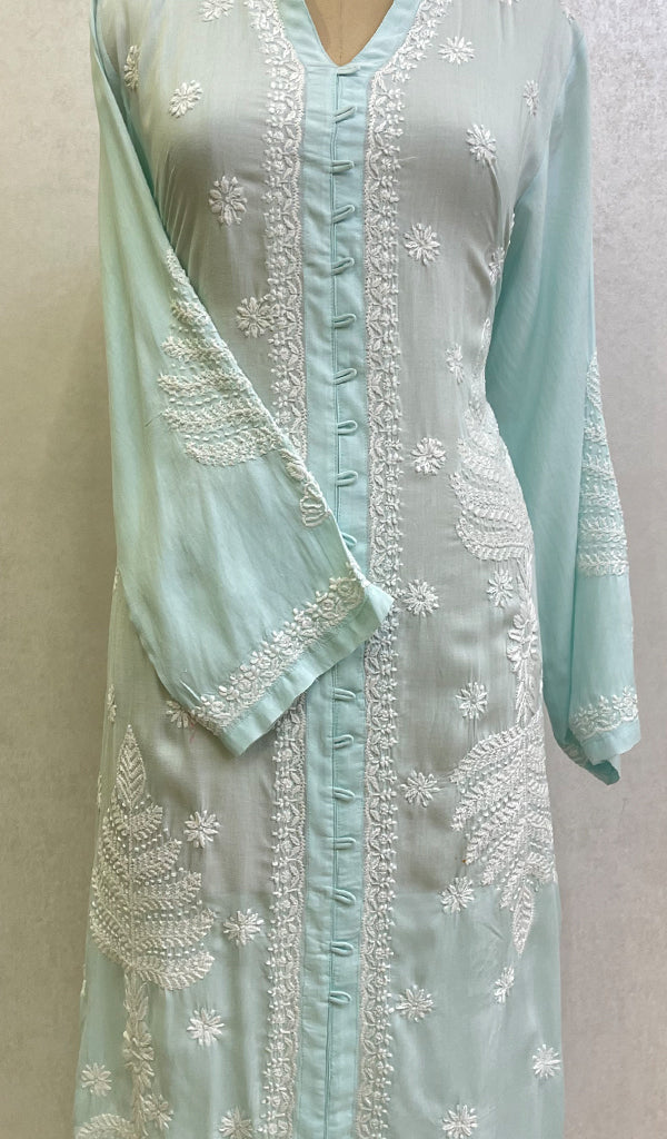 Women's Lucknowi Handcrafted Modal Cotton Chikankari Gown - HONC087432