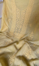 Load image into Gallery viewer, Women's Lakhnavi Handcrafted Mul Chanderi Unstitched Chikankari Full Suit Material - HONC0345051