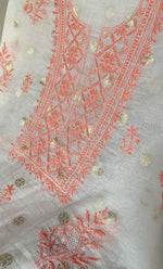 将图像加载到图库查看器中， Women's Lakhnavi Handcrafted Mul Chanderi Unstitched Kurta And Dupatta Set- HONC0314072