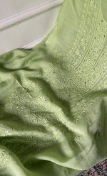 Load image into Gallery viewer, Women's Lakhnavi Handcrafted Mul Chanderi Unstitched Chikankari Full Suit Material - HONC0324498