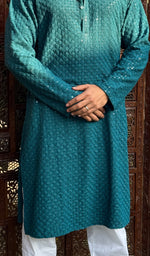 Load image into Gallery viewer, Men&#39;s Faux-Georgette Hakoba Kurta - HONC0266679
