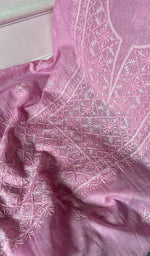 将图像加载到图库查看器中， Women's Lakhnavi Handcrafted Chanderi Silk Unstitched Chikankari Full Suit - HONC0369259