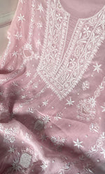 将图像加载到图库查看器中， Women's Lakhnavi Handcrafted Unstitched Mul Chanderi Kurta And Dupatta Set - HONC0329039