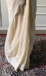 Load image into Gallery viewer, Women's Lakhnavi Handcrafted Cotton Chikankari Saree - HONC0317302