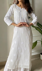 Load image into Gallery viewer, Women&#39;s Lucknowi Handcrafted Cotton Chikankari Kurti - HONC0303057

