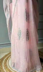 Load image into Gallery viewer, Amna Women&#39;s Lucknowi Handcrafted Pure Organza Silk Chikankari Saree - HONC0294413
