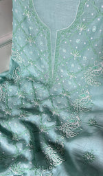 将图像加载到图库查看器中， Women&#39;s Lakhnavi Handcrafted Mul Chanderi Unstitched Kurta And Dupatta Set - HONC0282824
