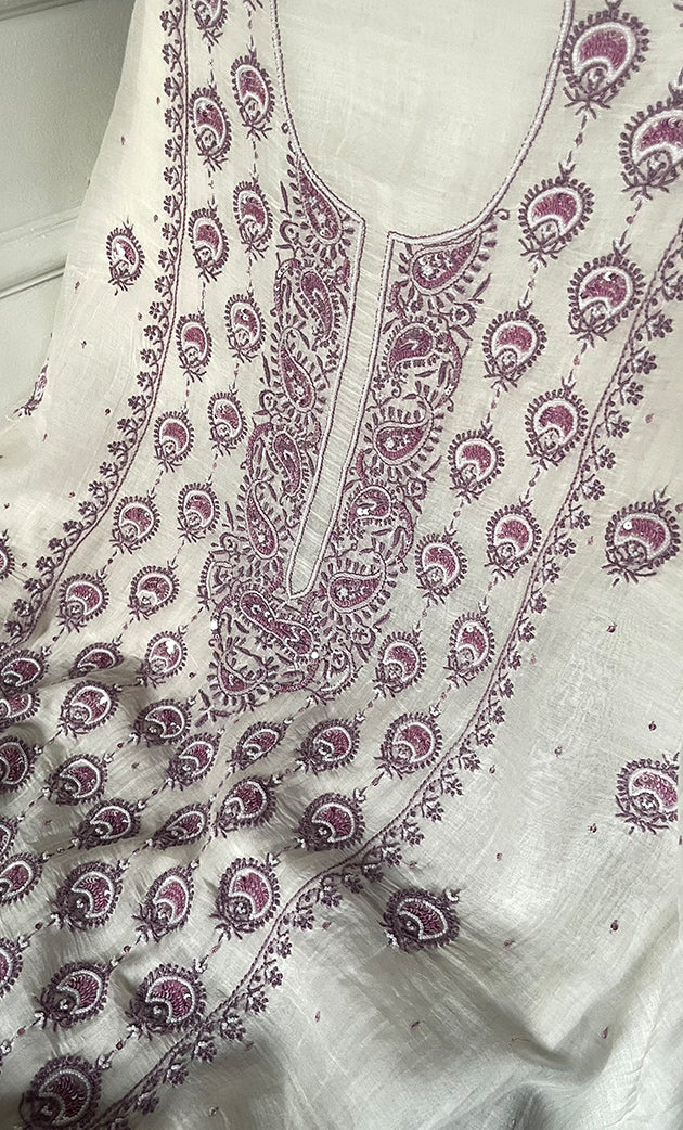 Titlee Women's Lakhnavi Handcrafted Unstitched Mul Chanderi Kurta And Dupatta Set - HONC0324066