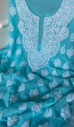 将图像加载到图库查看器中， Women&#39;s Lucknowi Handcrafted Faux-Georgette Chikankari Suit Material - HONC0263007
