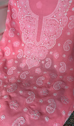 将图像加载到图库查看器中， Women's Lakhnavi Handcrafted Cotton Chikankari Unstitched Kurti Fabric - HONC0367470