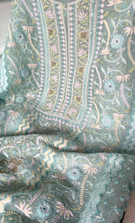 Load image into Gallery viewer, Women&#39;s Lakhnavi Handcrafted Pure Organza Chikankari Unstitched Kurta And Dupatta Set- HONC0321452
