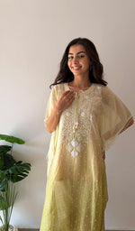 Load image into Gallery viewer, Pragya Women's Lucknowi Handcrafted Mul chanderi Chikankari Kaftan - HONC03615793