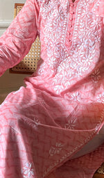 Load image into Gallery viewer, Women&#39;s Lucknowi Handcrafted Cotton Chikankari Kurti - HONC0290232
