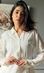 Load image into Gallery viewer, Women&#39;s Lakhnavi Handcrafted Cotton Chikankari Top - HONC0308387
