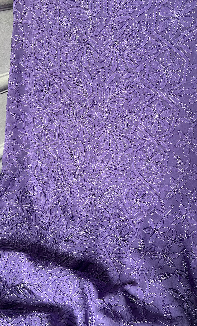 Women's Lucknowi Handcrafted Viscose Georgette Unstitched Chikankari Suit Material - HONC0325141