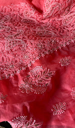 Load image into Gallery viewer, Women&#39;s Lakhnavi Handcrafted Organza Chikankari Unstitched Kurti Fabric - NC026663
