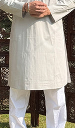 Load image into Gallery viewer, Men&#39;s Lucknowi Handcrafted Cotton Chikankari Kurta - HONC0115447
