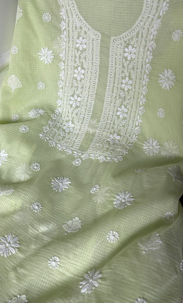 Women's Lakhnavi Handcrafted Kota Cotton Unstitched Kurta And Dupatta Set- HONC0318730