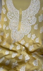 将图像加载到图库查看器中， Laila Women's Lucknowi Handcrafted Faux-Georgette Unstitched  Chikankari Suit Material - HONC0330375