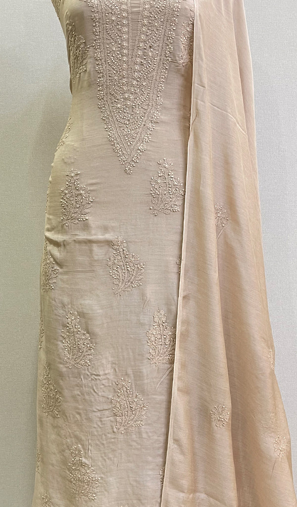 Women's Lucknowi Handcrafted Muslin Chikankari Suit Material - HONC0163918