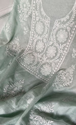Load image into Gallery viewer, Women&#39;s Lakhnavi Handcrafted Mul Chanderi Unstitched Chikankari Full Suit Material - HONC0274498
