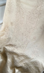Load image into Gallery viewer, Women's Lakhnavi Handcrafted Mul Chanderi Unstitched Chikankari Full Suit Material - HONC0319529