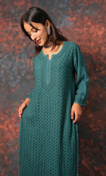 Load image into Gallery viewer, Women&#39;s Lucknowi Handcrafted Modal Cotton Chikankari Kurti - HONC0327138
