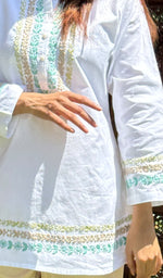 Load image into Gallery viewer, Nasrin Women&#39;s Lakhnavi Handcrafted Cotton Chikankari Top - HONC0282064

