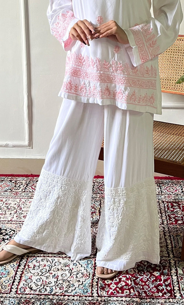 Women's Lakhnavi Handcrafted Modal Cotton Chikankari Top - HONC0308838