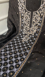 Load image into Gallery viewer, Women's Lakhnavi Handcrafted Pure Organza  Silk Chikankari Unstitched Full Suit Material - HONC0313611