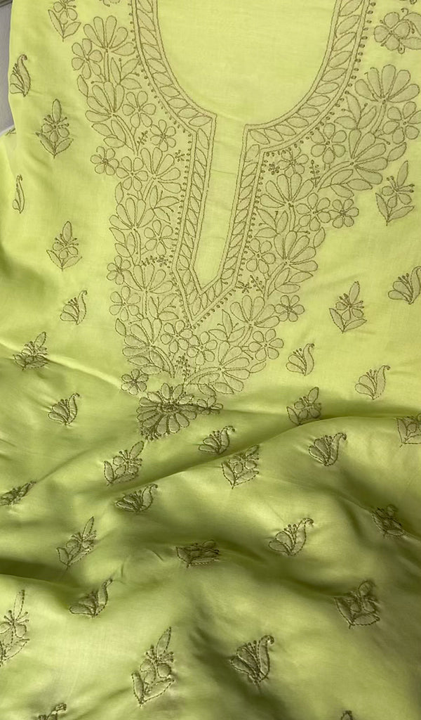 Women's Lakhnavi Handcrafted Unstitched Cotton Chikankari Suit Material - HONC0316587