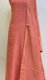 Load image into Gallery viewer, Women&#39;s Lakhnavi Handcrafted Munga Silk Chikankari Kurta And Dupatta Set- HONC0108291