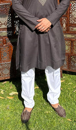 Load image into Gallery viewer, Men's Lucknowi Handcrafted Cotton Chikankari Kurta - HONC0327339