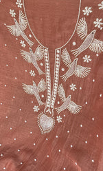 Load image into Gallery viewer, Chidiya Women's Lakhnavi Handcrafted Mul Chanderi Unstitched Kurta And Dupatta Set- HONC0330293