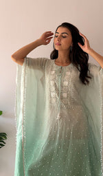 Load image into Gallery viewer, Pragya Women's Lucknowi Handcrafted Mul chanderi Chikankari Kaftan - HONC0487568