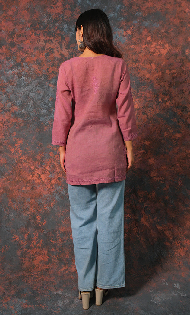 Women's Lakhnavi Handcrafted Cotton Chikankari Top - HONC0331502