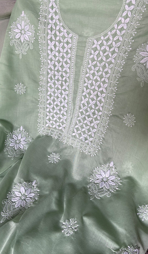 Women's Lakhnavi Handcrafted Cotton Chikankari Unstitched Kurti Fabric - HONC0368477