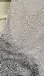 Load image into Gallery viewer, Women's Lakhnavi Handcrafted Maheshwari Mul Chanderi Unstitched Chikankari Full Suit Material - HONC0276232