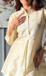Load image into Gallery viewer, Afifa Women&#39;s Lakhnavi Handcrafted Chanderi Silk Chikankari Top And Pant Set - HONC03079440
