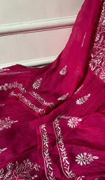 Load image into Gallery viewer, Women's Lakhnavi Handcrafted Mul Chanderi Semi - Stitched Angrakha And Dupatta Set - HONC0326284