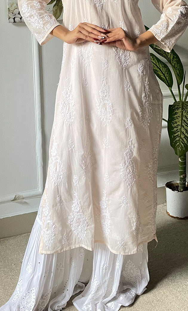 Women's Lucknowi Handcrafted Cotton Chikankari Kurti - HONC0303055