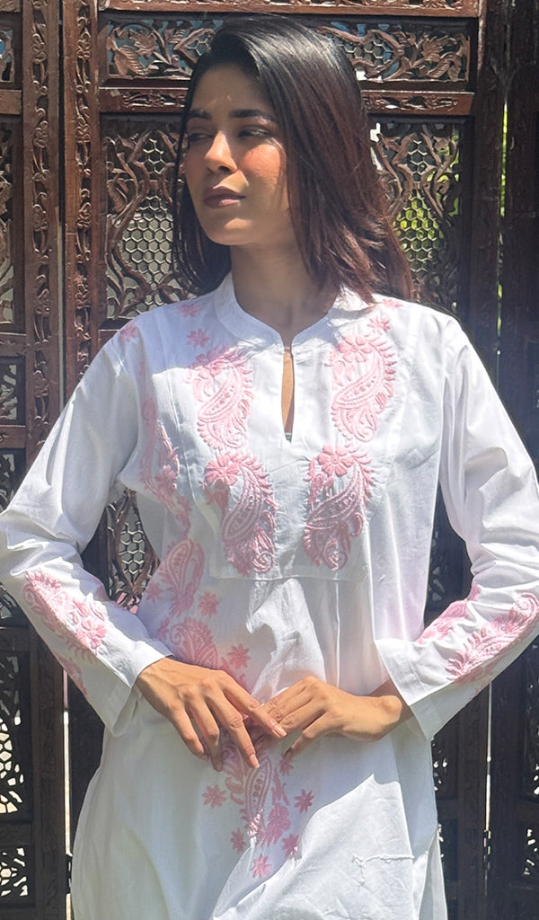 Women's Lucknowi Handcrafted Cotton Chikankari Kurti - HONC0273979