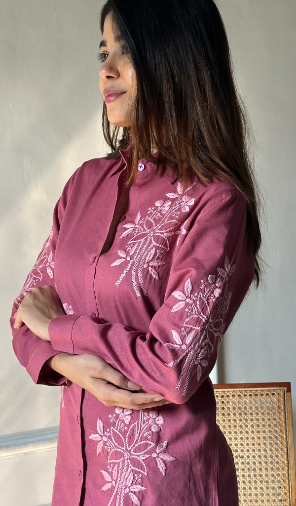 Women's Lucknowi Handcrafted Slub Cotton Chikankari Top - HONC0299152