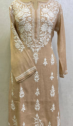 Load image into Gallery viewer, Women&#39;s Lakhnavi Handcrafted Linen Cotton Chikankari Kurti -HONC0152741
