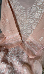 将图像加载到图库查看器中， Women&#39;s Lakhnavi Handcrafted Mul Chanderi Semi - Stitched Kurta And Dupatta Set - HONC0284753
