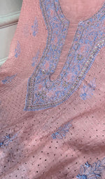 Load image into Gallery viewer, Women's Lakhnavi Handcrafted Mul Chanderi Unstitched Kurta And Dupatta Set - HONC0320355