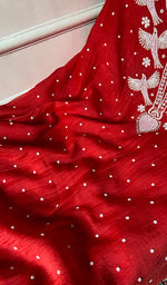 Load image into Gallery viewer, Chidiya Women's Lakhnavi Handcrafted Mul Chanderi Unstitched Kurta And Dupatta Set - HONC0365751