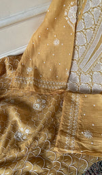 Load image into Gallery viewer, Women's Lakhnavi Handcrafted Mul Chanderi Unstitched Kurta And Dupatta Set