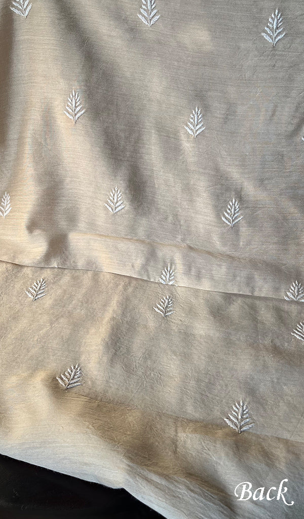 Lucknowi Handcrafted Munga Silk Chikankari Unstitched Men's Kurta Fabric - HONC0261600